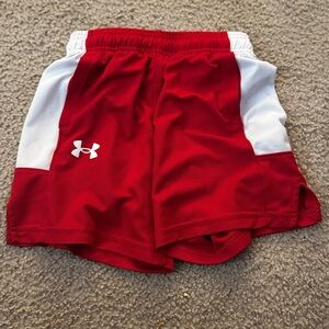Under Armour Red and White Sports Shorts